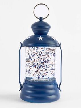 Paper Store Festive Blue Americana LED Glitter Lantern
